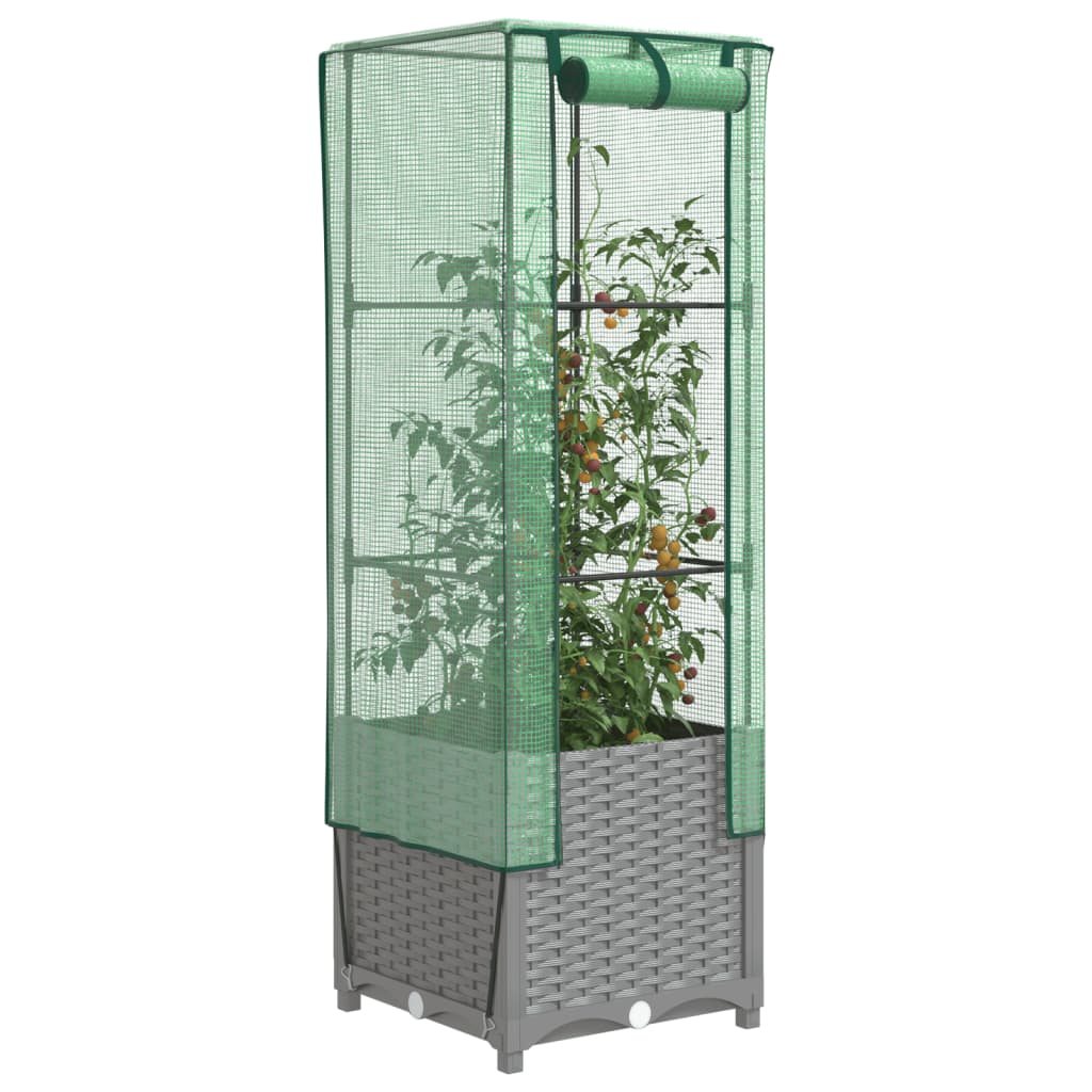 LIPARK Raised Bed with Greenhouse Cover Look 40x40x139 cm Rattan - Design Hut