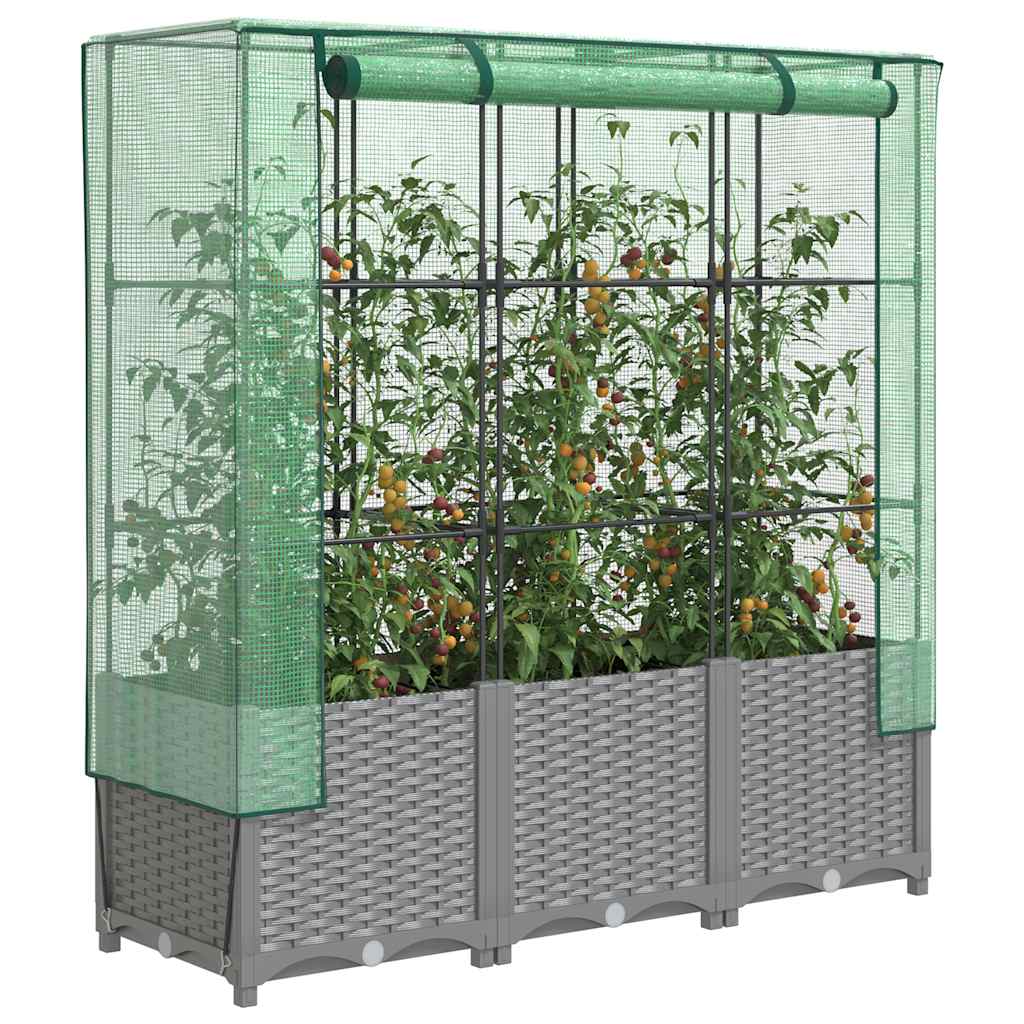 LIPARK Raised Bed with Greenhouse Cover Look 120x40x138 cm Rattan - Design Hut