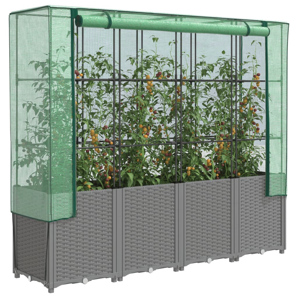 LIPARK Raised Bed with Greenhouse Cover Look 160x40x153 cm Rattan - Design Hut