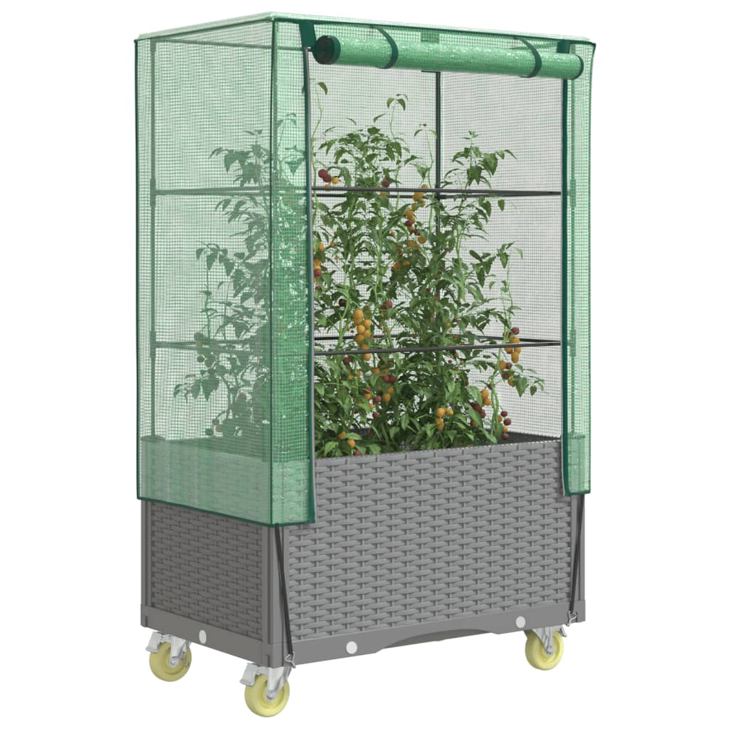 LIPARK Raised Bed with Cover and Wheels Look 80x50x182 cm Rattan - Design Hut