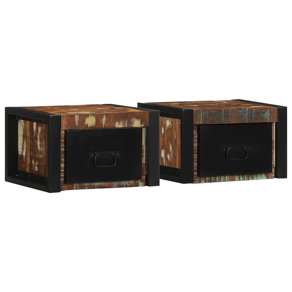 Bedside Cabinets 2 pcs Multicolour 40x35x25 cm Solid Wood Reclaimed - Discount Dealers
