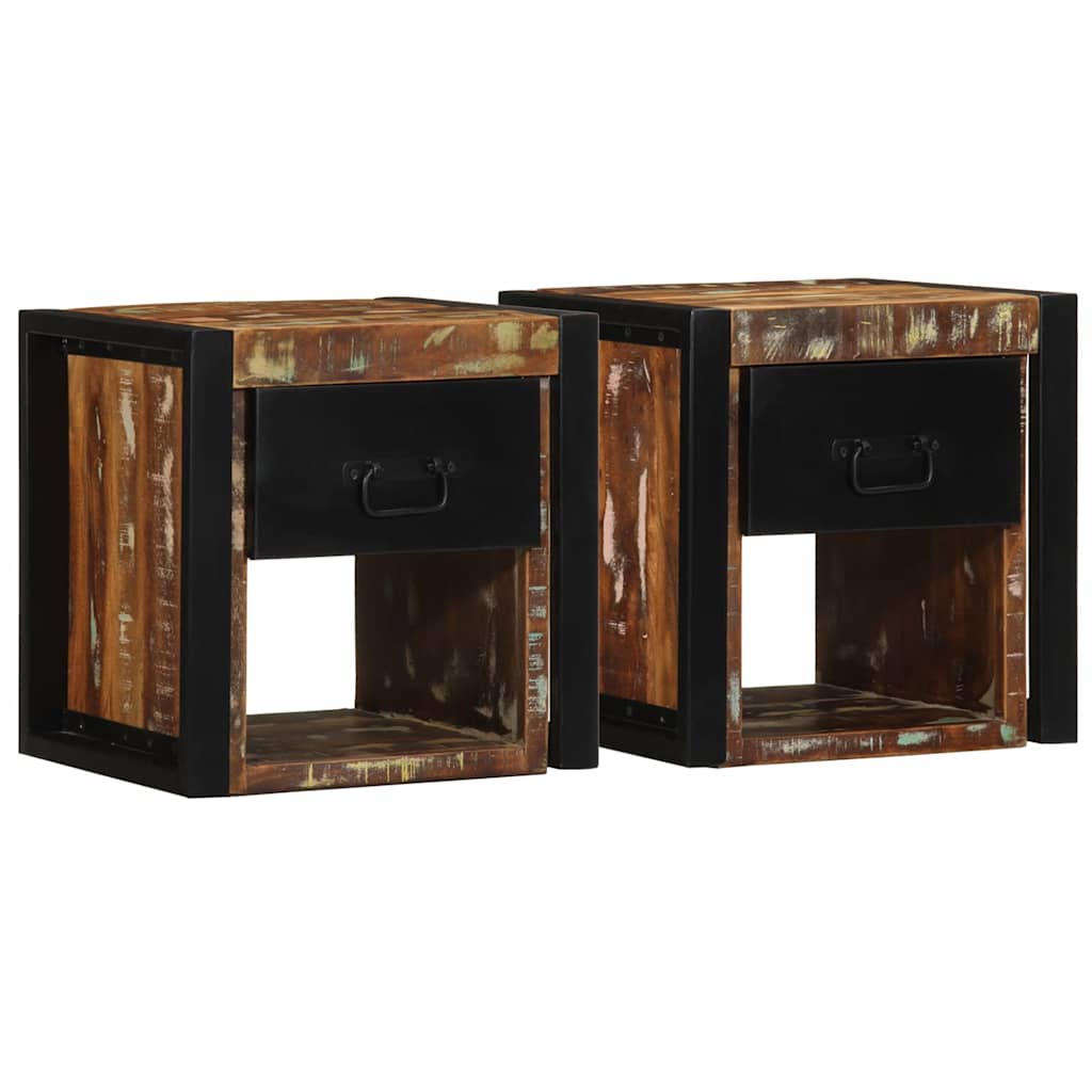 Bedside Cabinets 2 pcs Multicolour 40x35x40 cm Solid Wood Reclaimed - Direct Imports