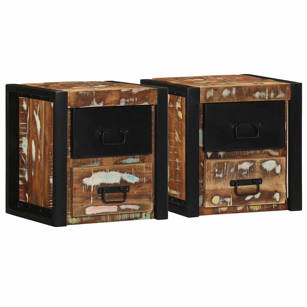 Bedside Cabinets 2 pcs Multicolour 40x35x40 cm Solid Wood Reclaimed - Decor Base