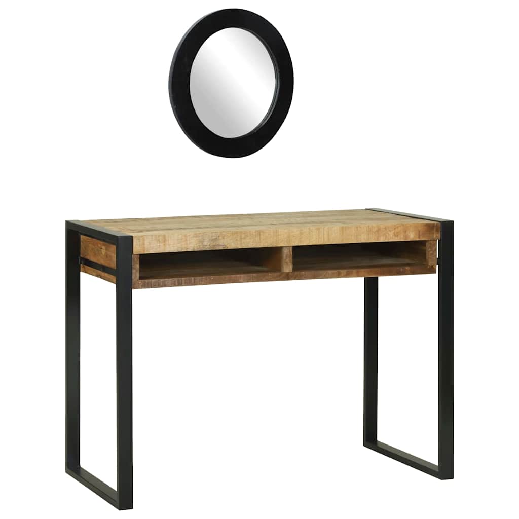 Dressing Table with Mirror 100x50x75 cm Solid Rough Wood Mango - The Home Maker
