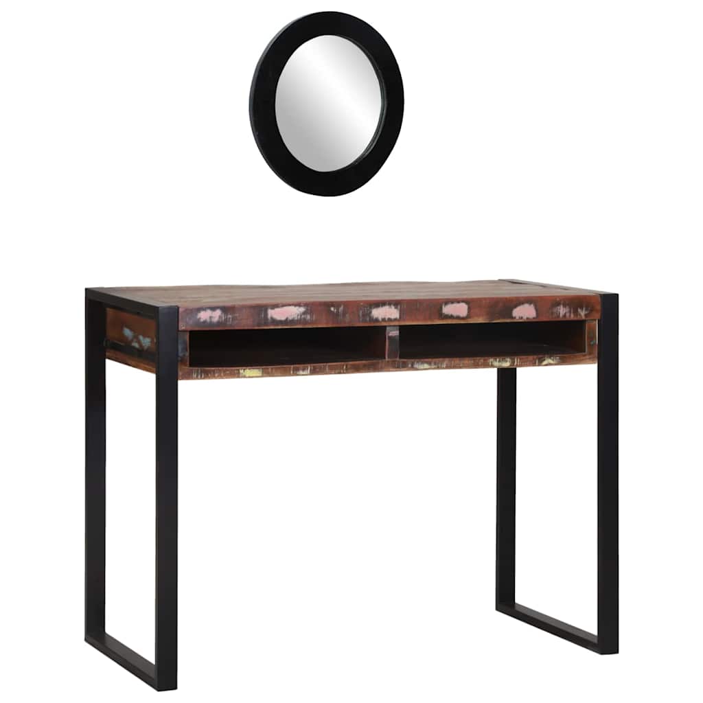 Dressing Table with Mirror Multicolour 100x50x75 cm Solid Wood Reclaimed - The Home Maker