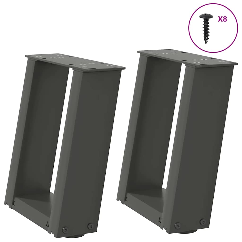 Coffee Table Legs U-Shaped 2 pcs Anthracite 30x(30-31) cm Steel - Tyrell & Tyrell