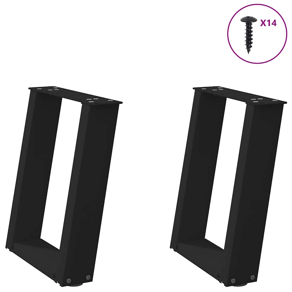 Coffee Table Legs U-Shaped 2 pcs Black 38x(42-43) cm Steel - Design Hut