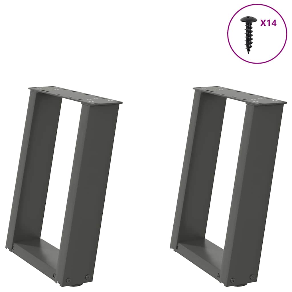 Coffee Table Legs U-Shaped 2 pcs Anthracite 38x(42-43) cm Steel - Tyrell & Tyrell