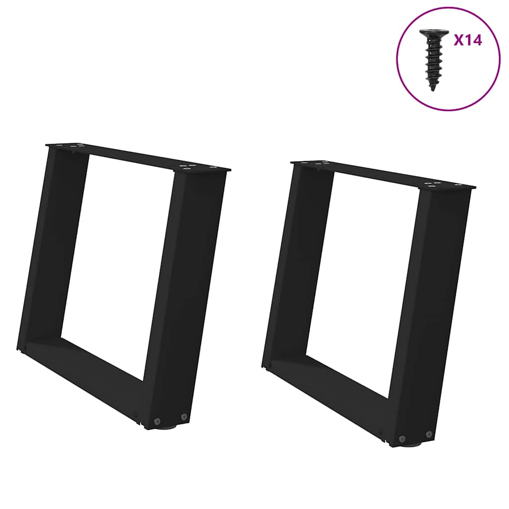 Coffee Table Legs U-Shaped 2 pcs Black 70x(42-43) cm Steel - Charlotte Dunes