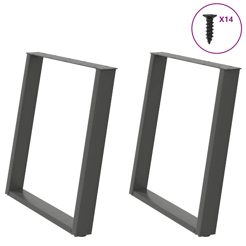 Dining Table Legs U-Shaped 2 pcs Anthracite 70x(72-73) cm Steel - Merlin Deals