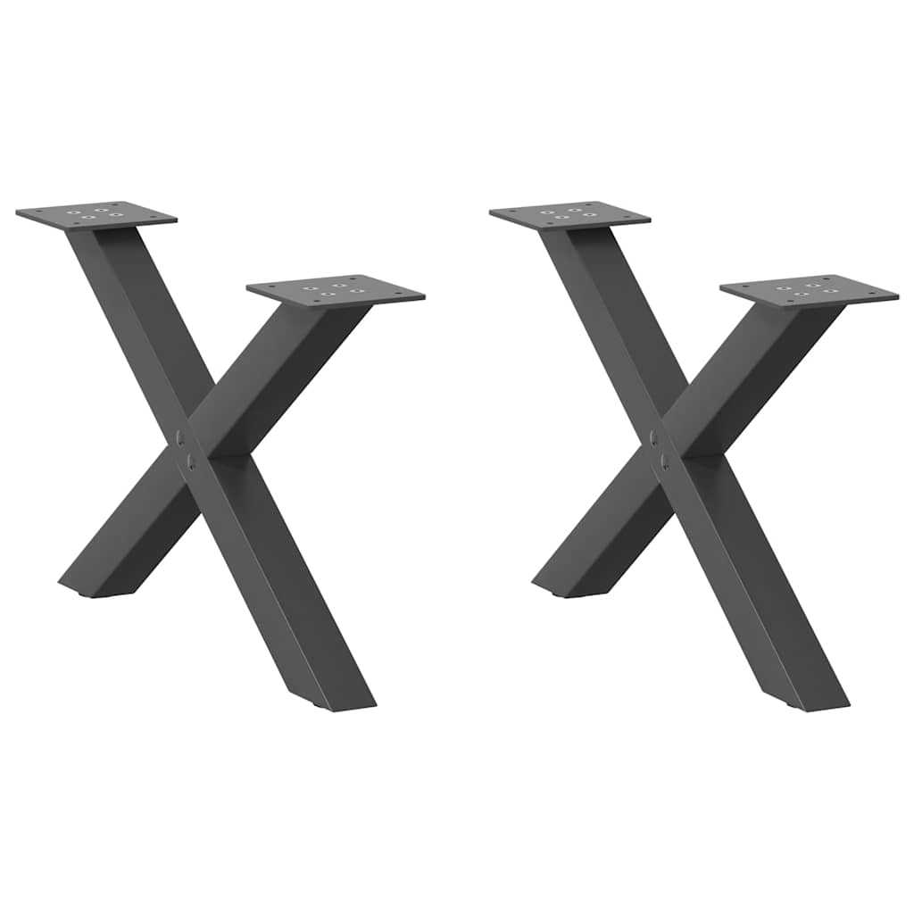 Coffee Table Legs X-Shaped 2 pcs Anthracite 50x(30-31) cm Steel - Millennium Furniture