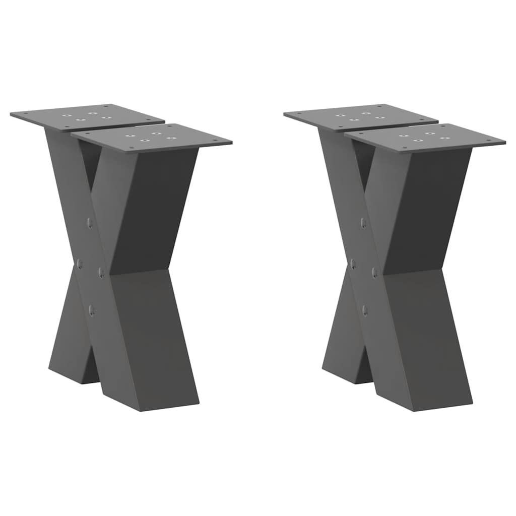 Coffee Table Legs X-Shaped 2 pcs Anthracite 40x(30-31) cm Steel - Charlotte Dunes