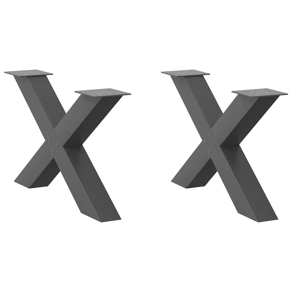 Coffee Table Legs X-Shaped 2 pcs Anthracite 70x(42-43) cm Steel - Tyrell & Tyrell