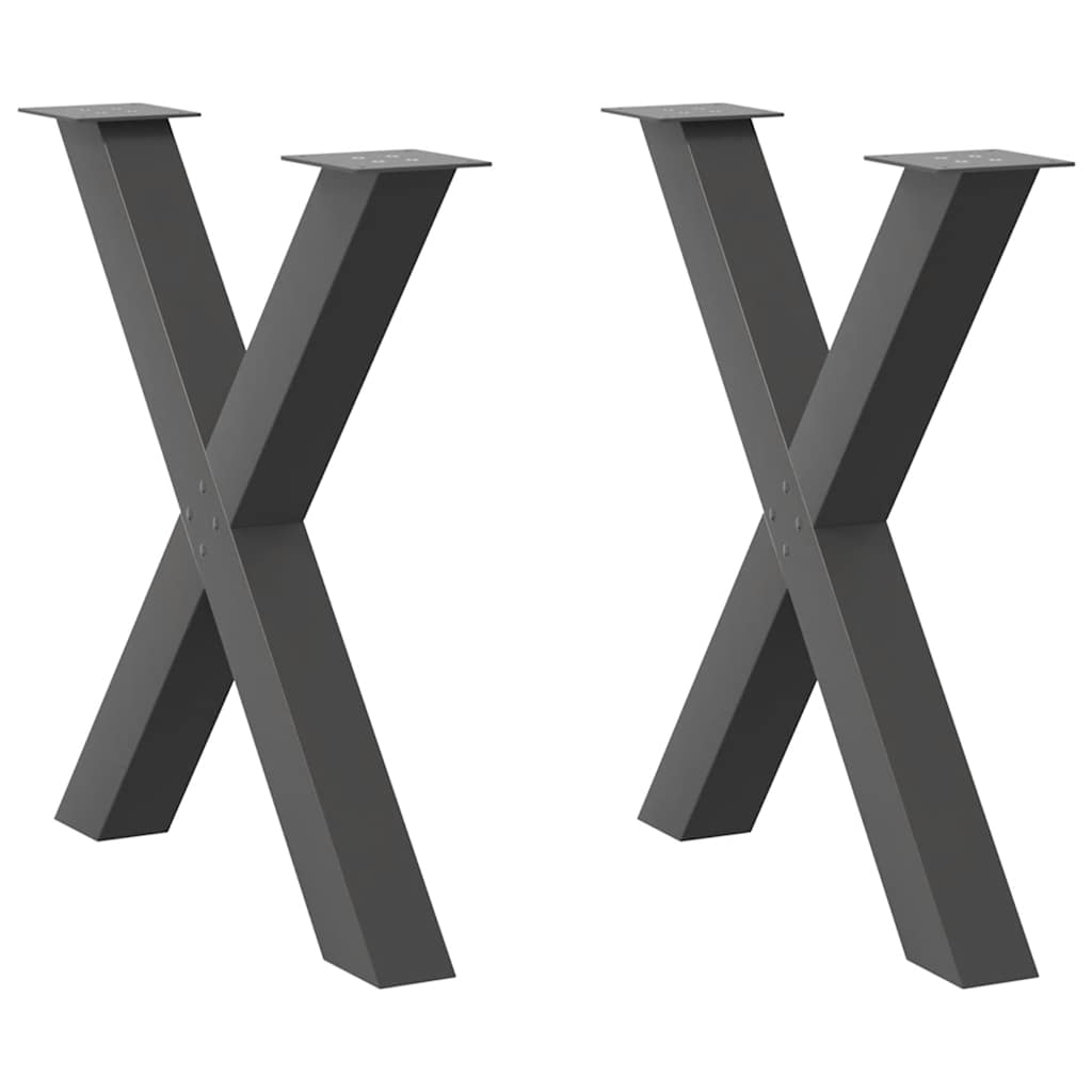 Dining Table Legs X-Shaped 2 pcs Anthracite 80x(72-73) cm Steel - Sid & Sam
