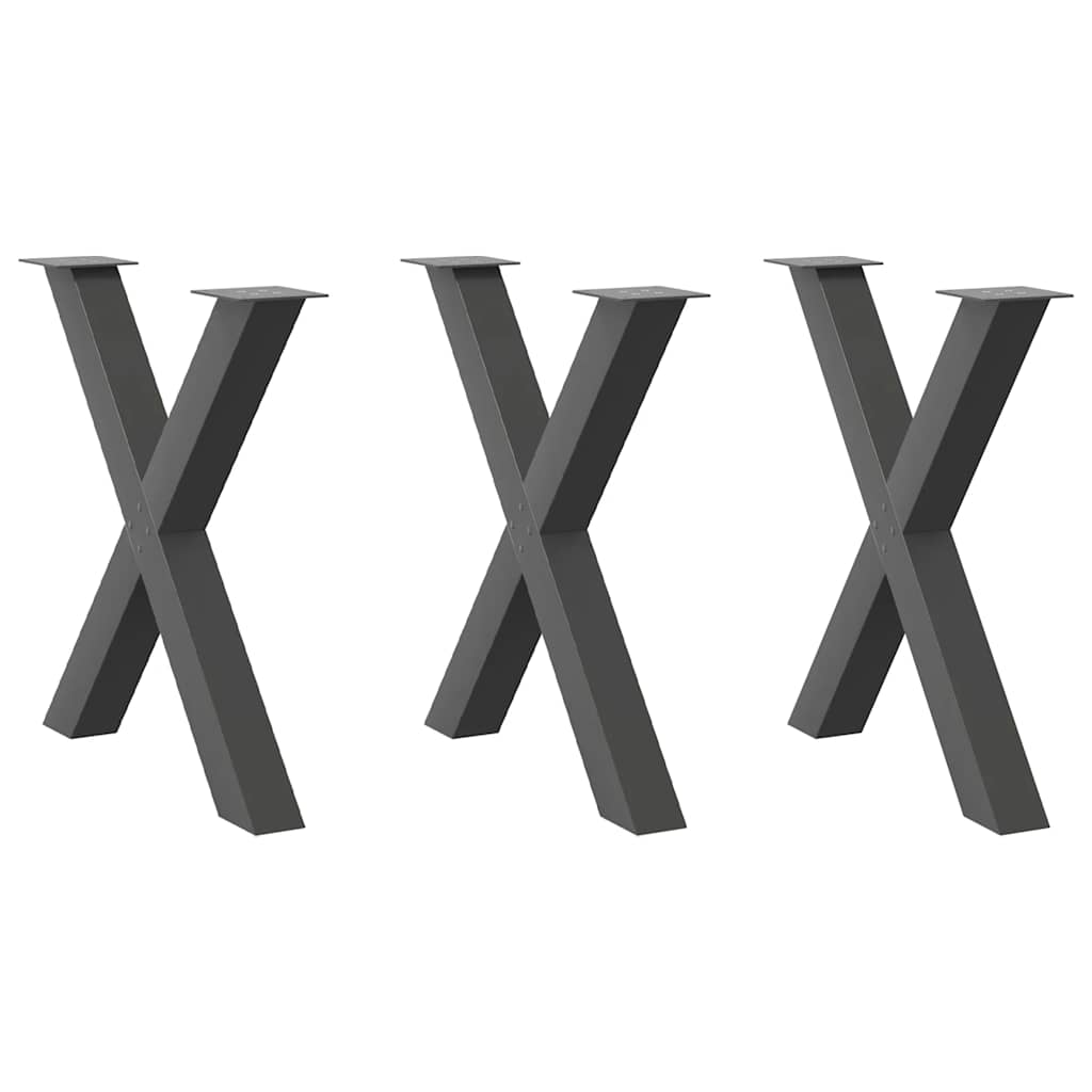 Dining Table Legs X-Shaped 3 pcs Anthracite 70x(72-73) cm Steel - Merkel Designers