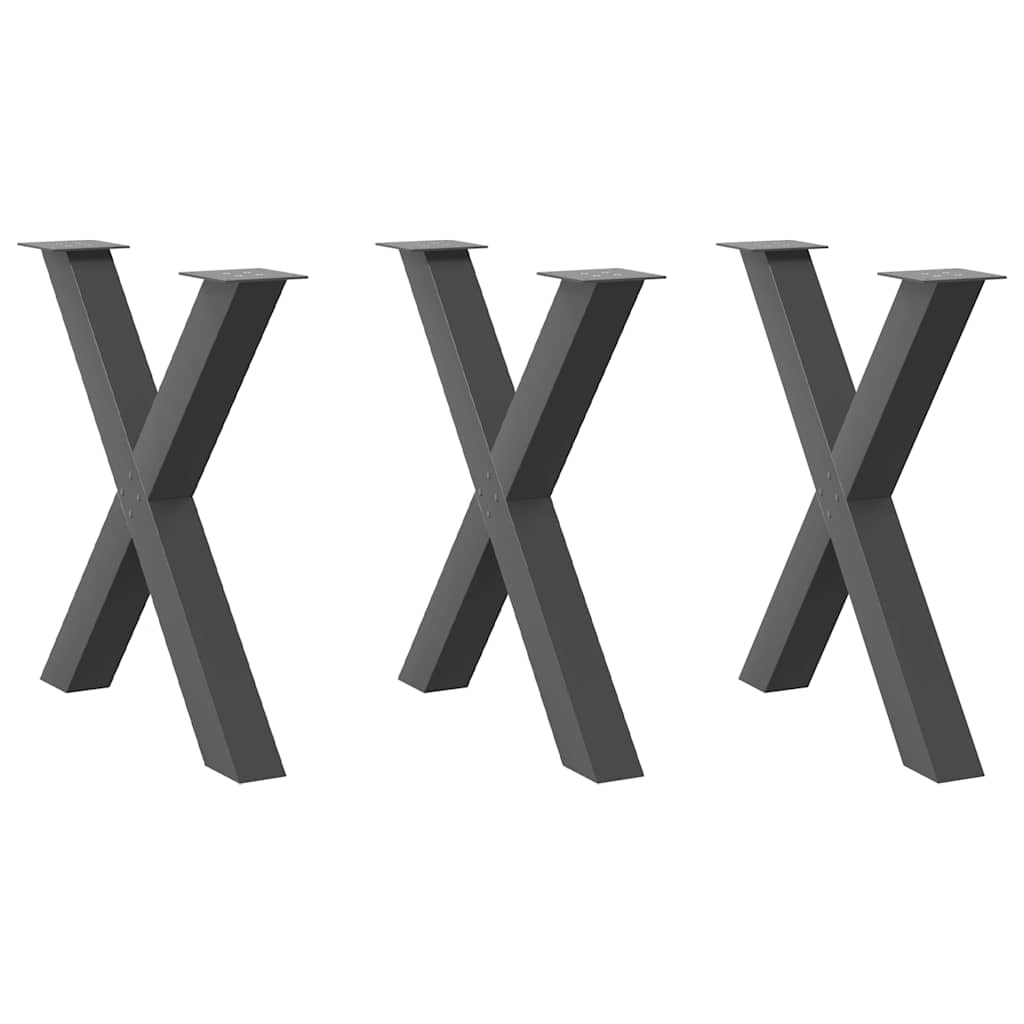 Dining Table Legs X-Shaped 3 pcs Anthracite 80x(72-73) cm Steel - Merkel Designers