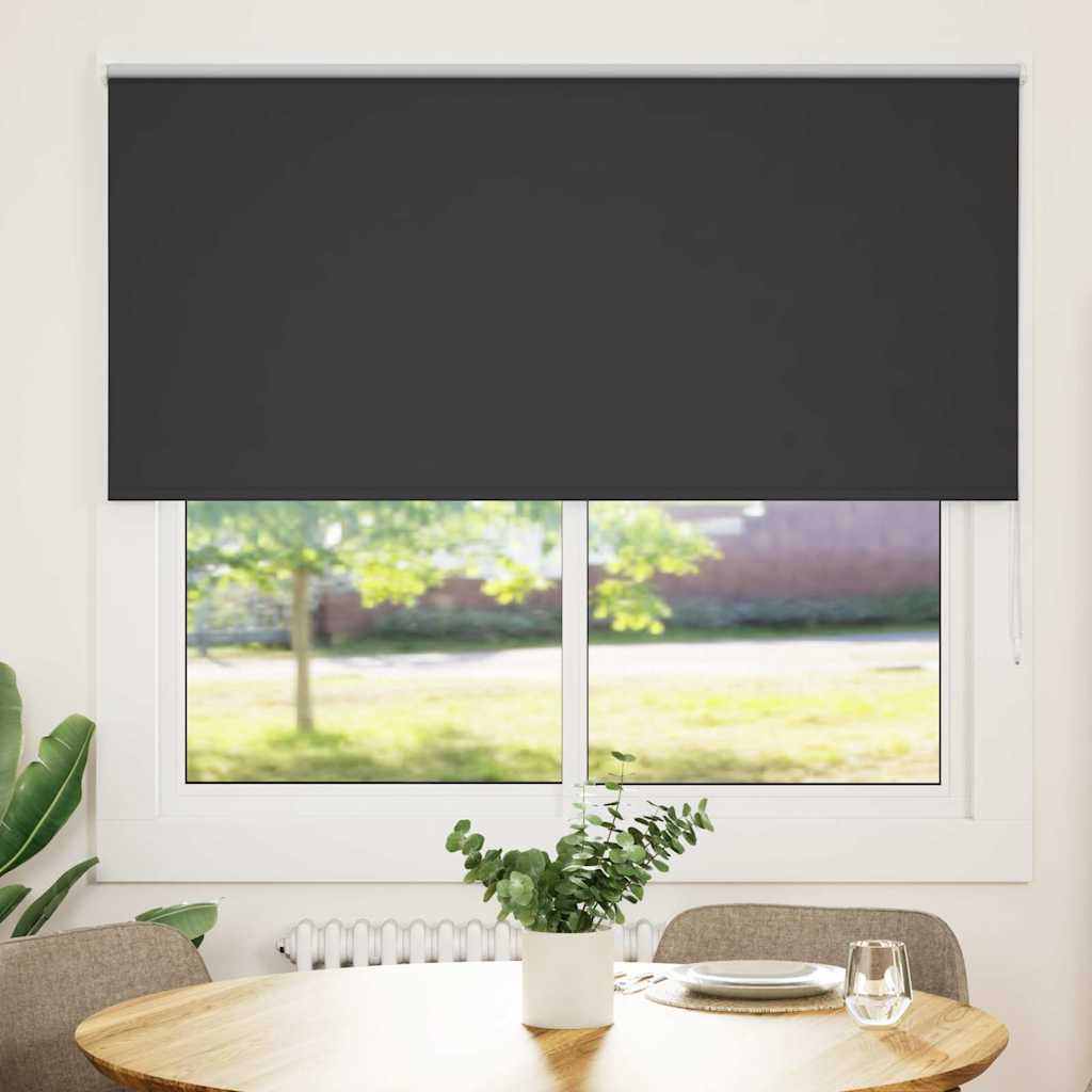 Roller Blind Blackout Black 150x130 cm Fabric Width 146.6 cm Polyester - Direct Imports