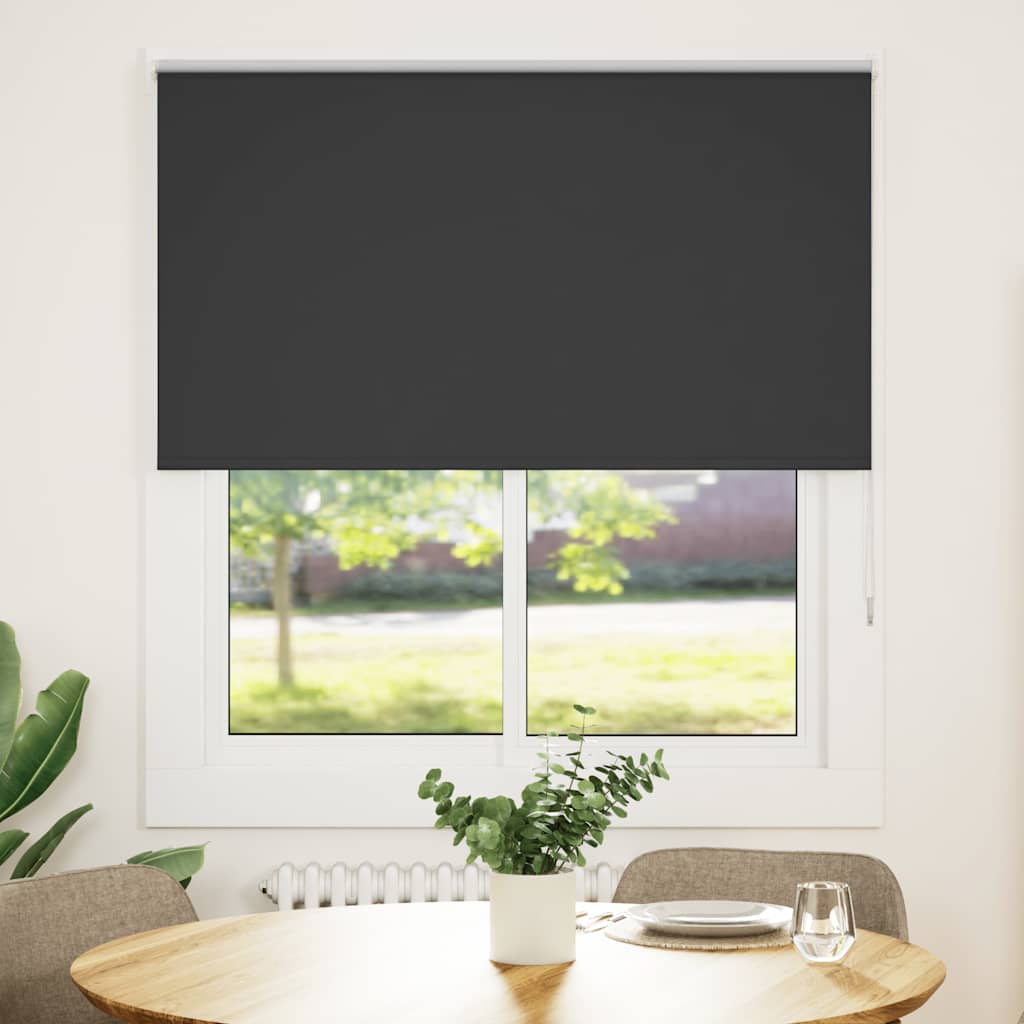 Roller Blind Blackout Black 140x150 cm Fabric Width 136.6 cm Polyester - Decor Base