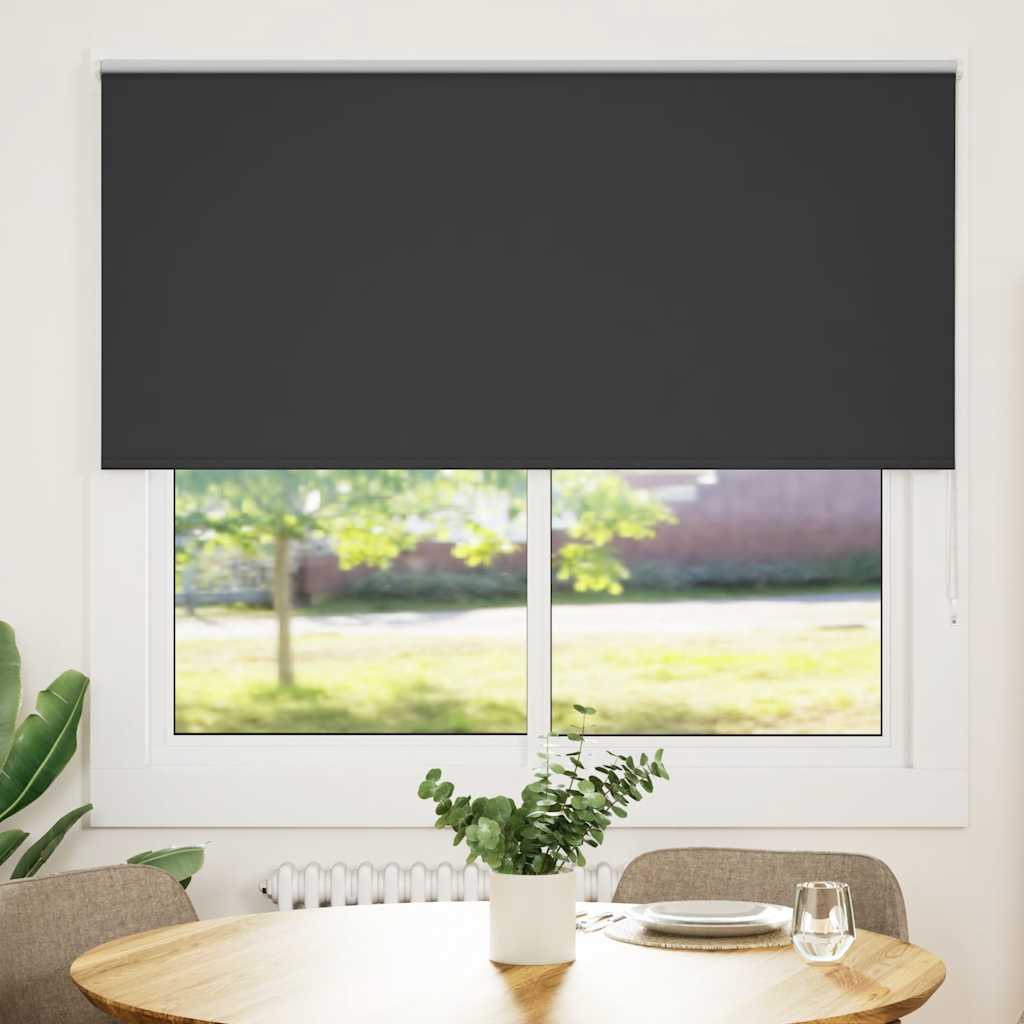 Roller Blind Blackout Black 145x150 cm Fabric Width 141.6 cm Polyester - Merlin Deals