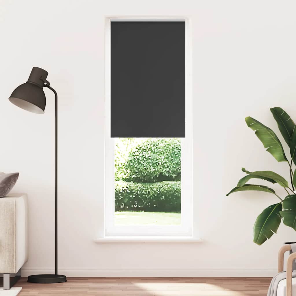 Roller Blind Blackout Black 80x210 cm Fabric Width 75.7 cm Polyester - Design Hut