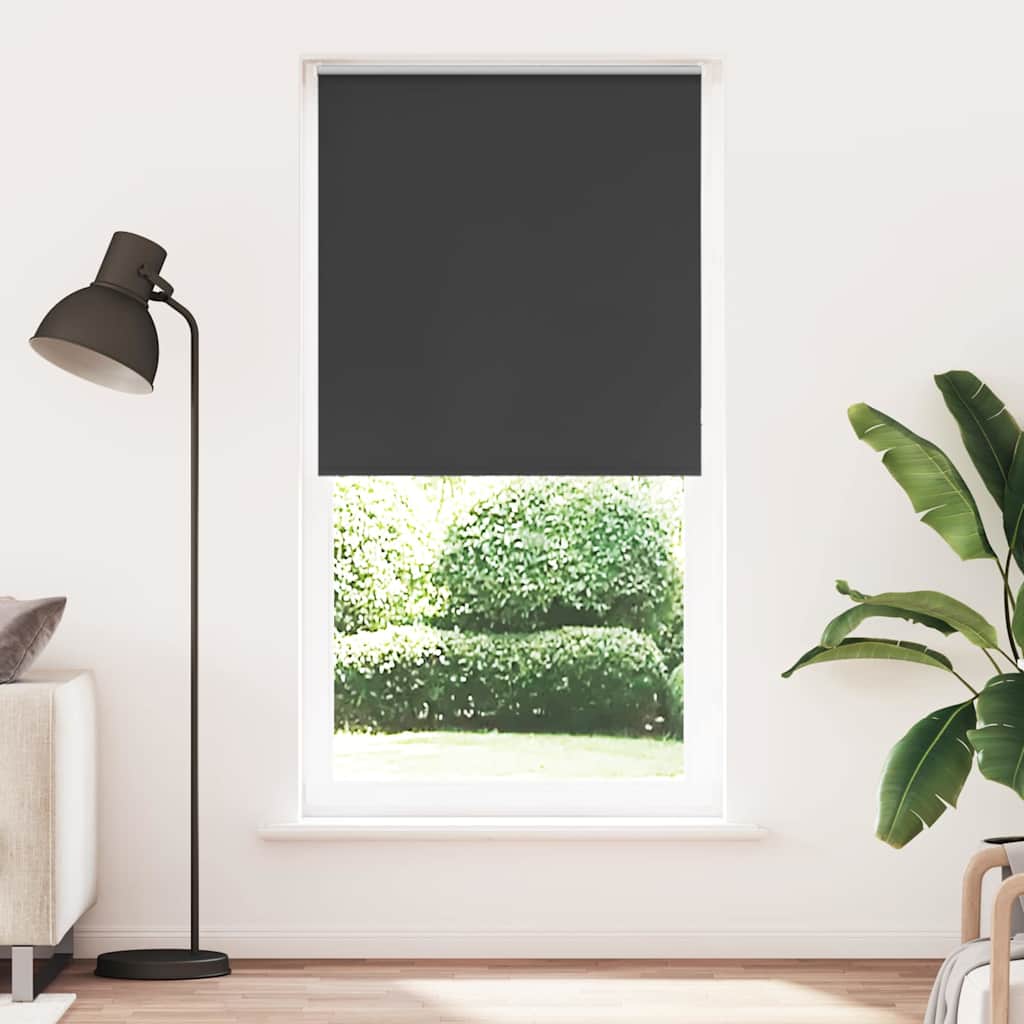 Roller Blind Blackout Black 90x210 cm Fabric Width 85.7 cm Polyester - Design Hut