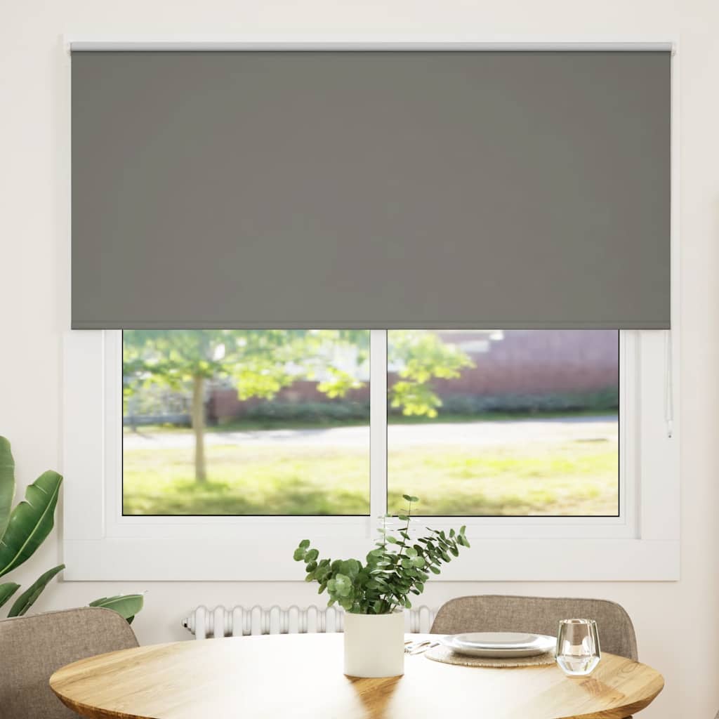 Roller Blind Blackout Grey 145x130 cm Fabric Width 141.6 cm Polyester - Decor Base