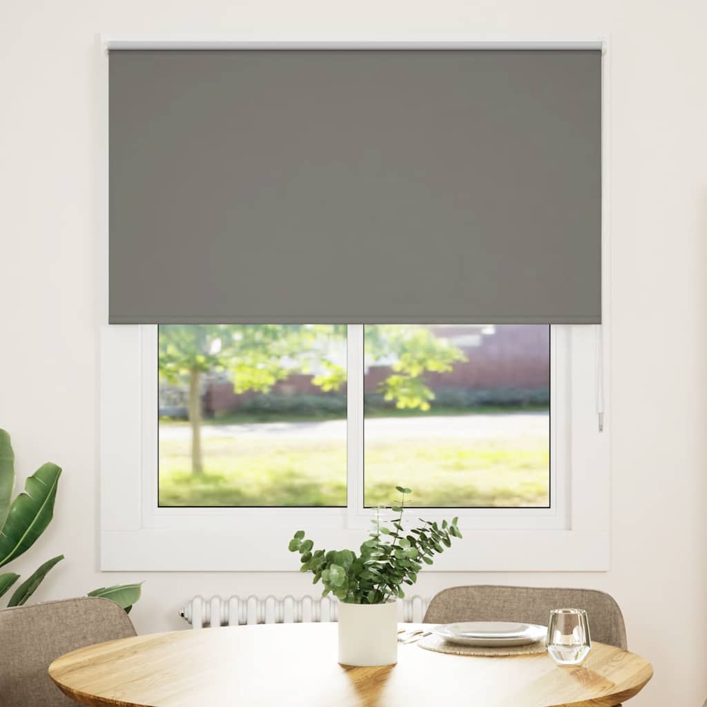 Roller Blind Blackout Grey 130x150 cm Fabric Width 126.6 cm Polyester - Design Hut