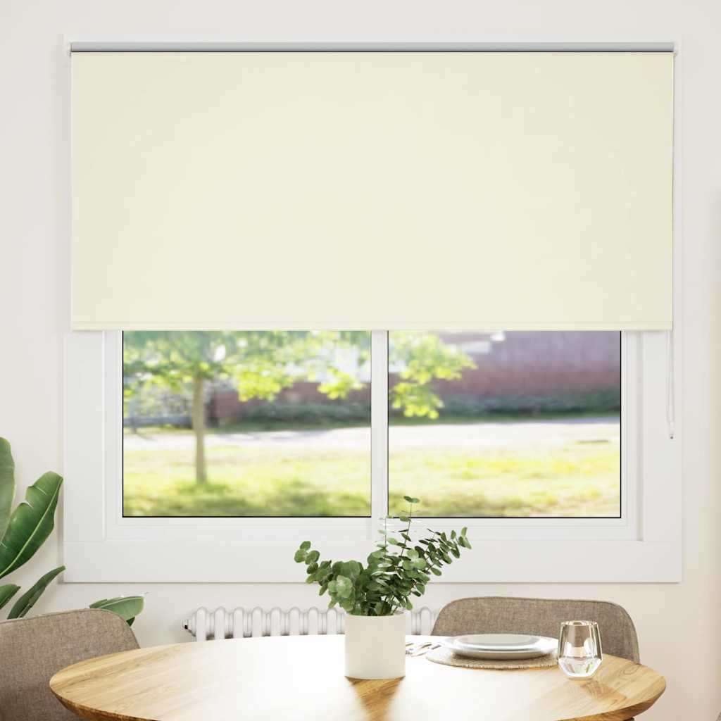 Roller Blind Blackout Off White 150x130 cm Fabric Width 146.6 cm Polyester - Decor Base