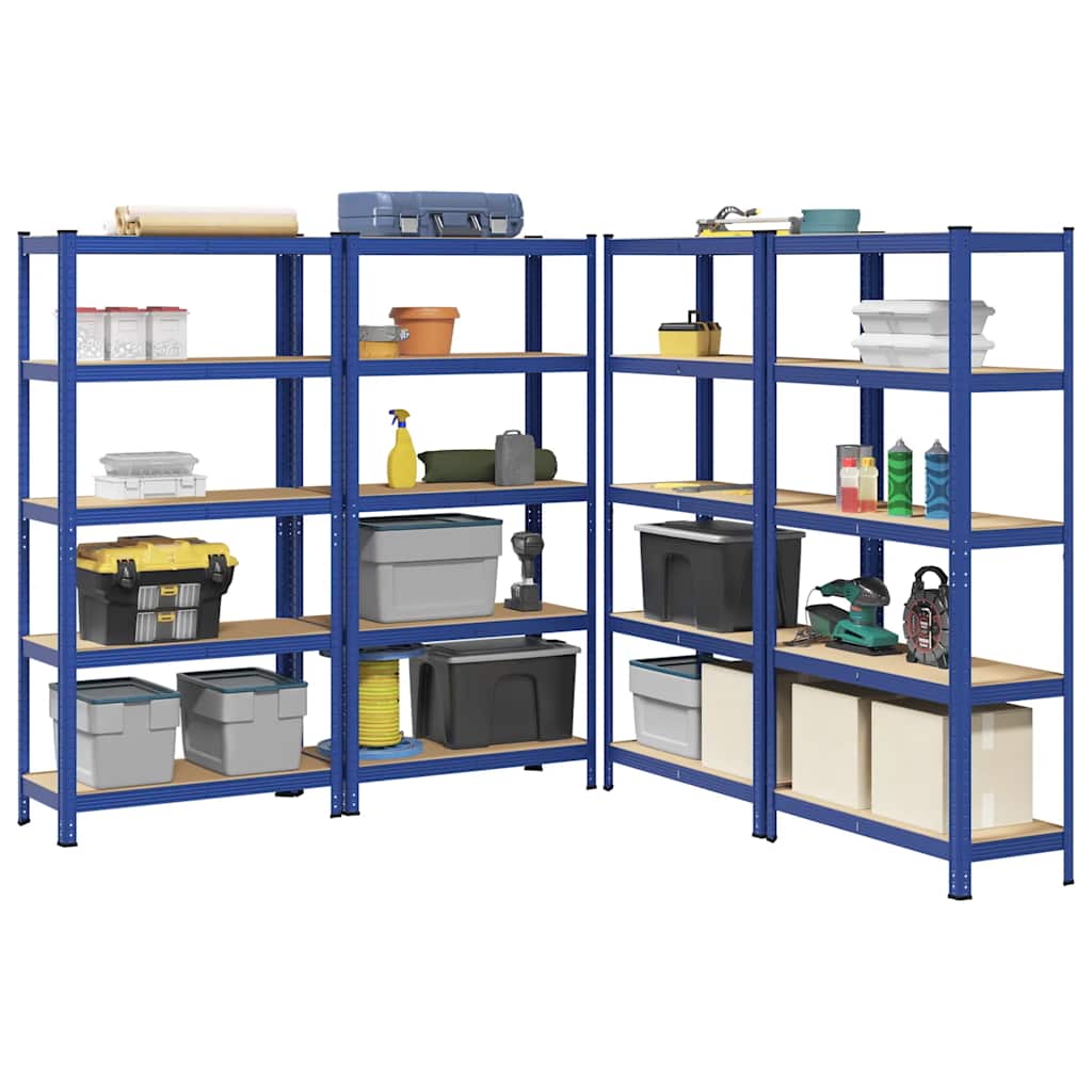 5-Layer Storage Shelves 4 pcs Blue Steel&Engineered Wood - Casper Homes