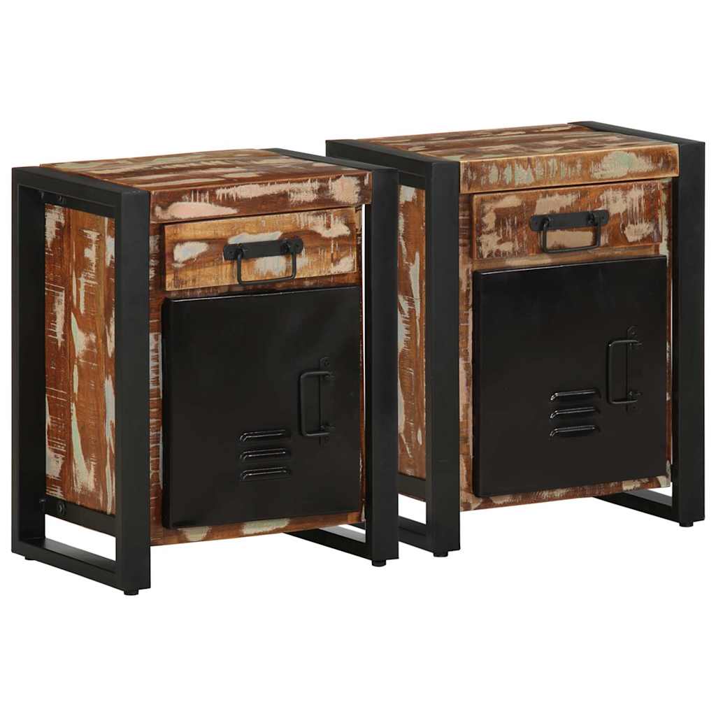 Bedside Cabinets 2 pcs Multicolour Solid Rough Wood Mango - Design Hut
