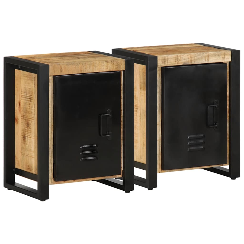 Bedside Cabinets 2 pcs Solid Rough Wood Mango - Millennium Furniture