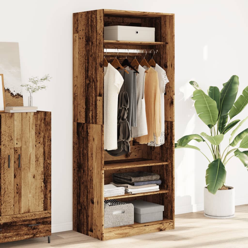 Wardrobe Old Wood 80x50x200 cm Engineered Wood - vid-3307700 - Charlotte Dunes