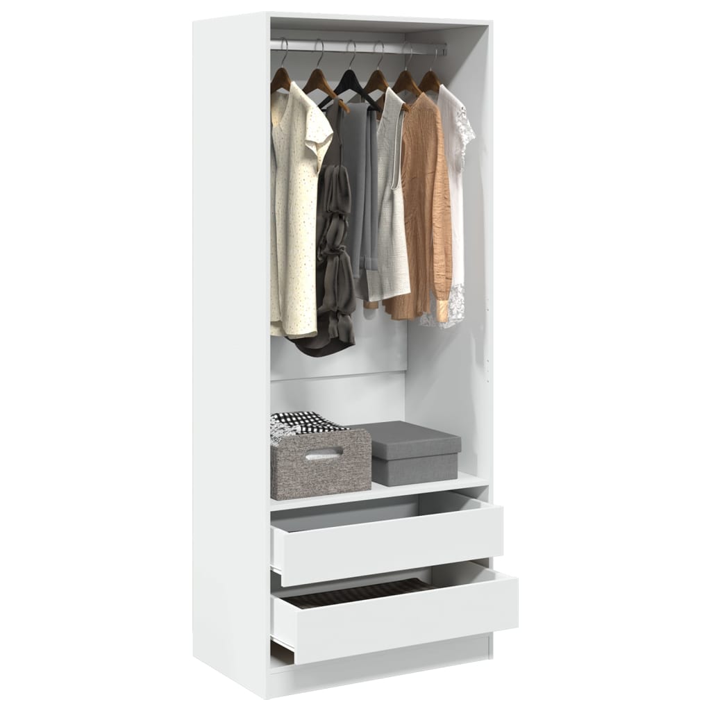 Wardrobe White 80x50x200 cm Engineered Wood - Charlotte Dunes