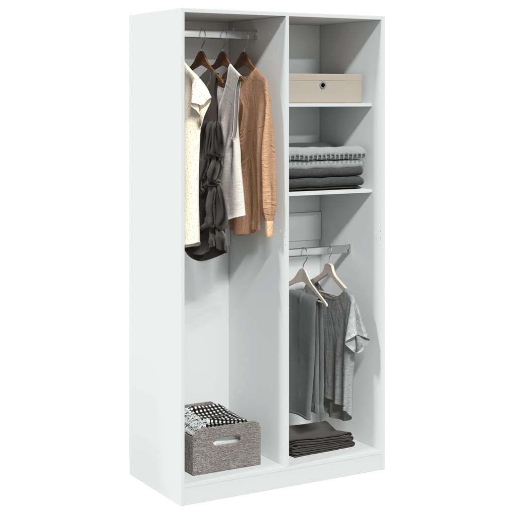Wardrobe White 100x50x200 cm Engineered Wood - Charlotte Dunes