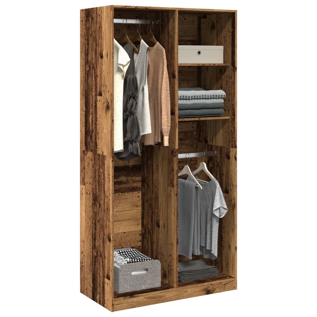 Wardrobe Old Wood 100x50x200 cm Engineered Wood - vid-3307772 - Charlotte Dunes