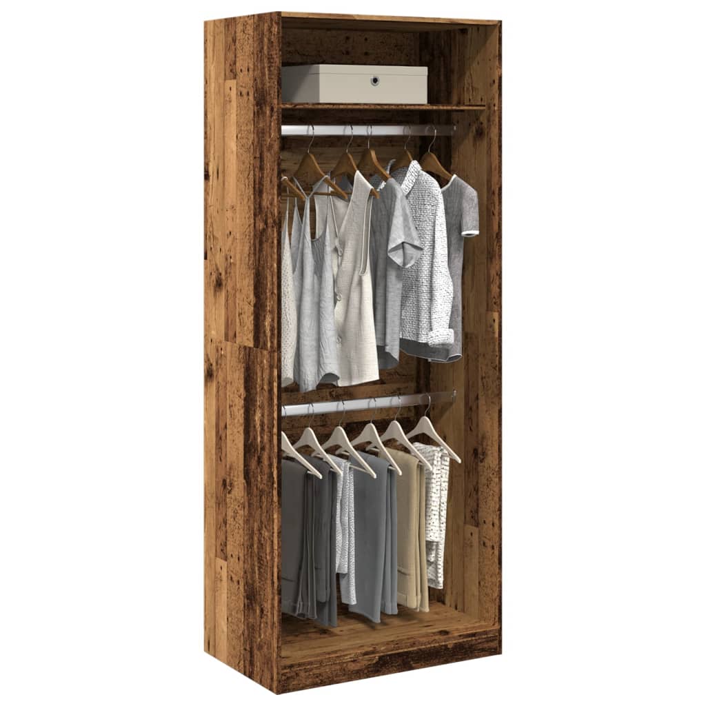 Wardrobe Old Wood 80x50x200 cm Engineered Wood - vid-3307799 - Charlotte Dunes