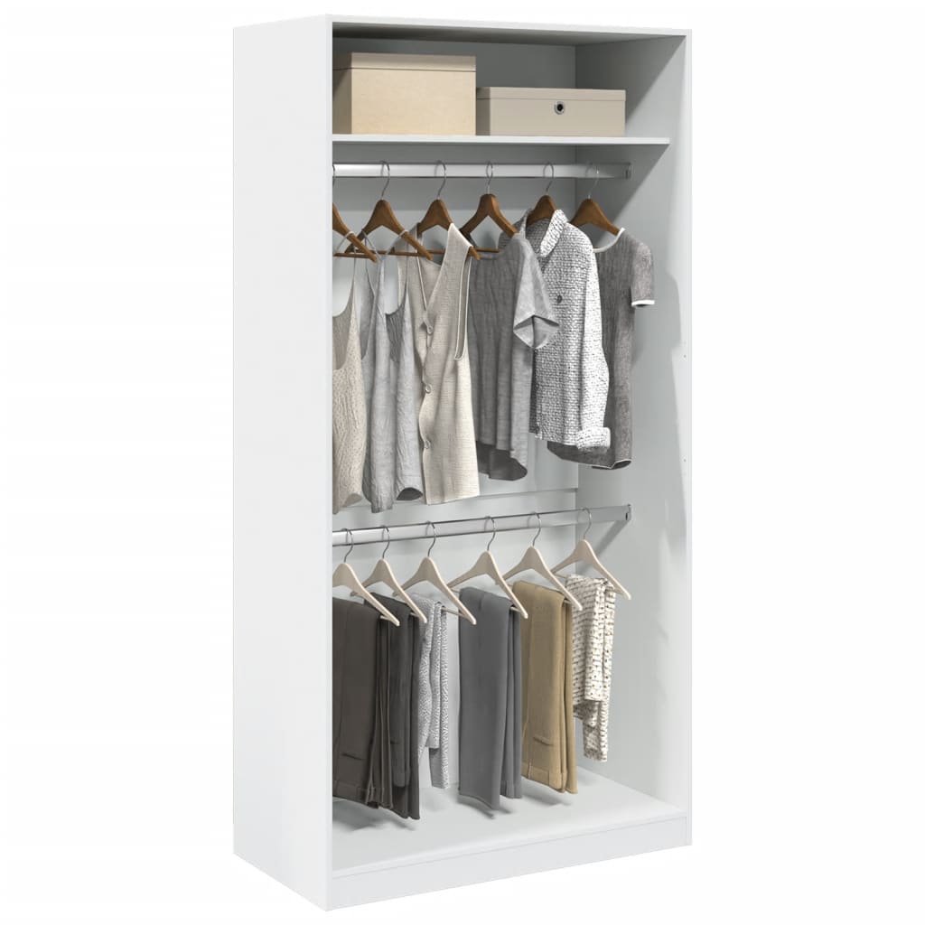 Wardrobe White 100x50x200 cm Engineered Wood - Charlotte Dunes