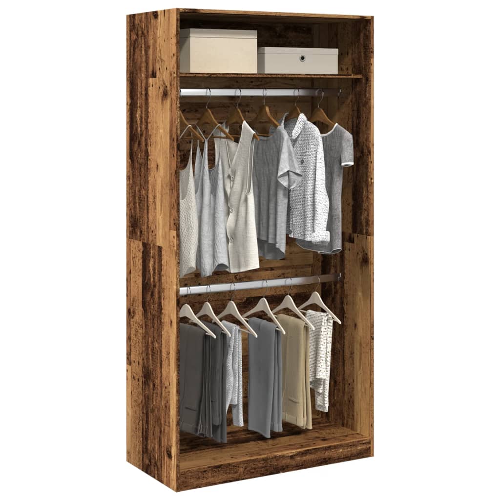 Wardrobe Old Wood 100x50x200 cm Engineered Wood - vid-3307808 - Charlotte Dunes