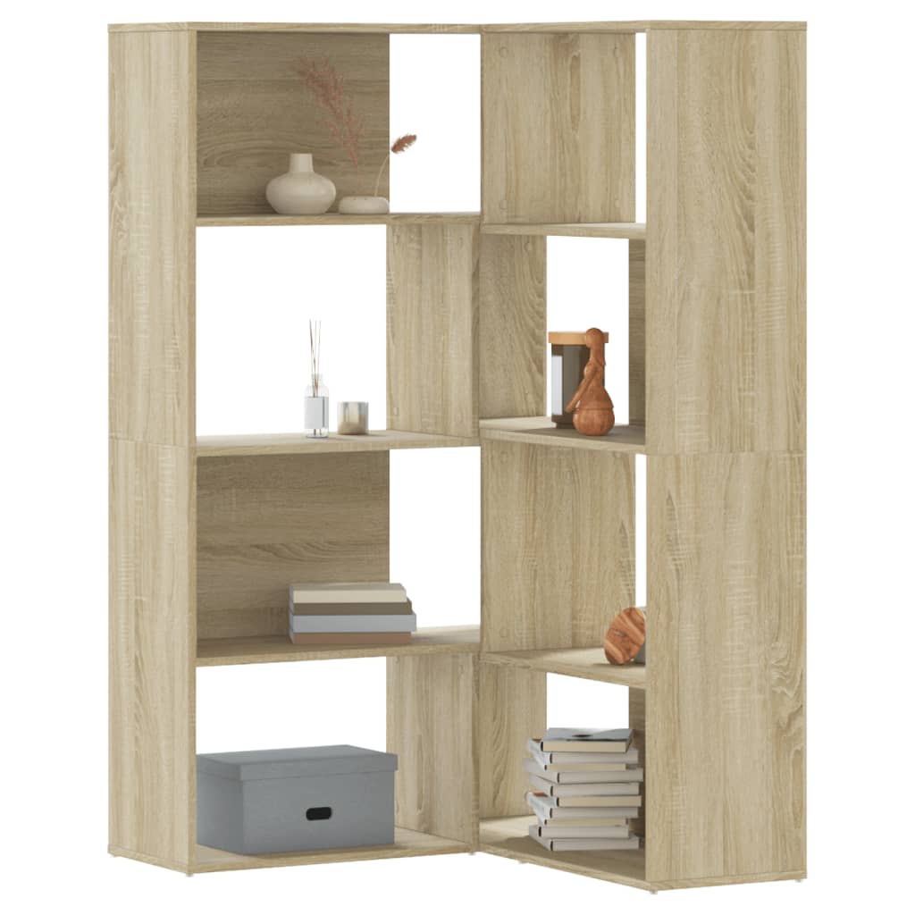 Corner Bookcase 4-Tier Sonoma Oak 85x85x140 cm Engineered Wood - Charlotte Dunes