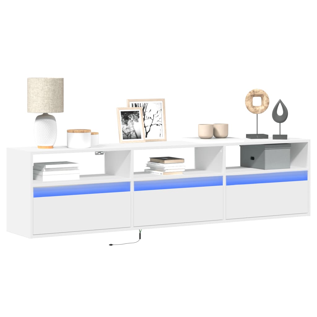 TV Wall Cabinet with LED White 180x31x45 cm - vid-3307940 - Design Hut