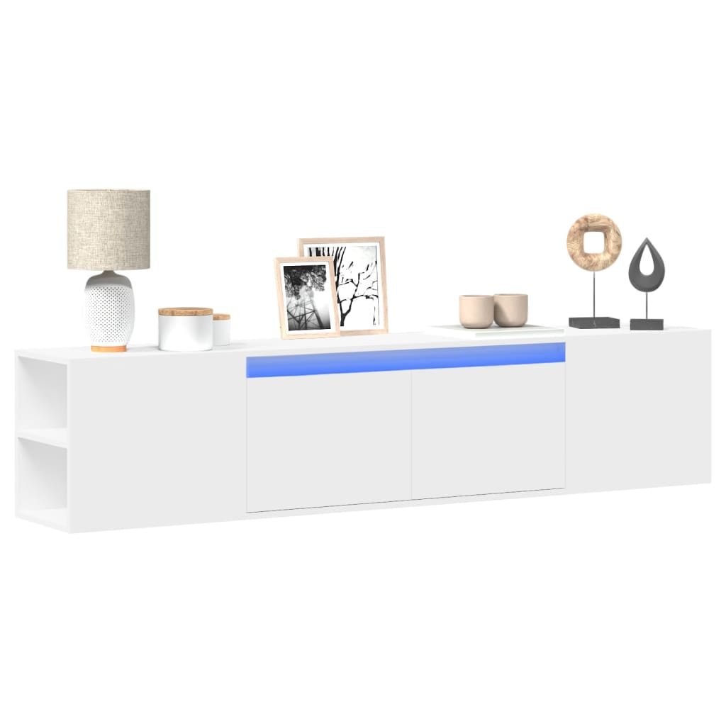 TV Wall Cabinet with LED White 180x31x39.5 cm - Design Hut