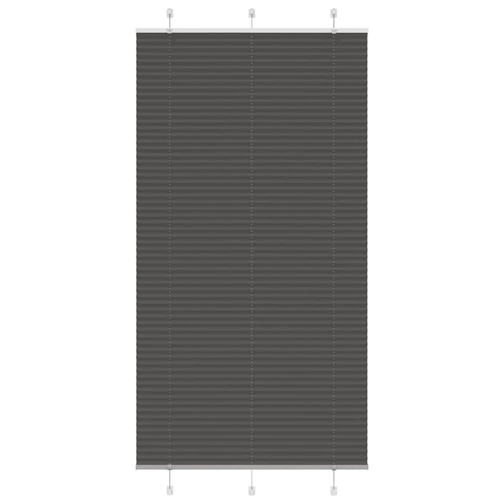 Pleated Blind Black 105x200 cm Fabric Width 104.4 cm Polyester - Charlotte Dunes