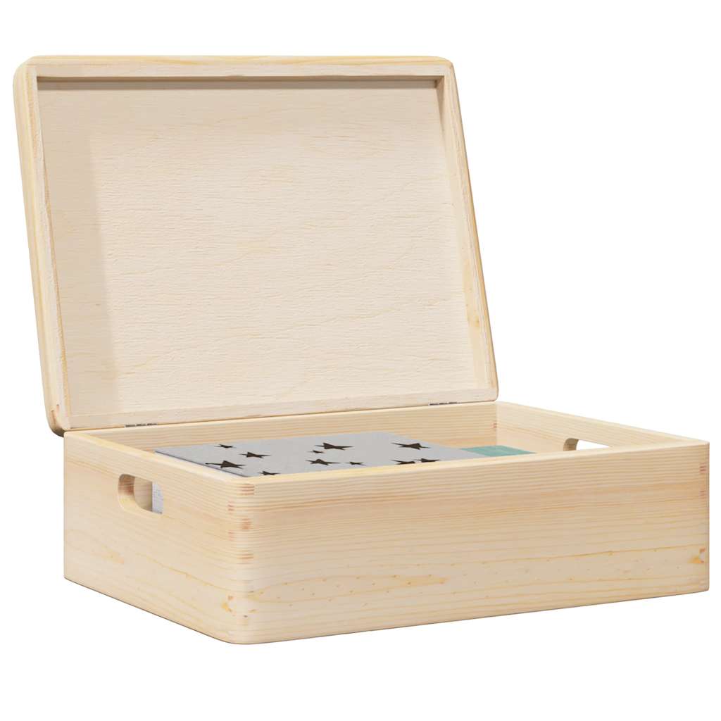 Wooden Box with Lid and Handles 40x30x13 cm Solid Wood Pine - Brittle & Co