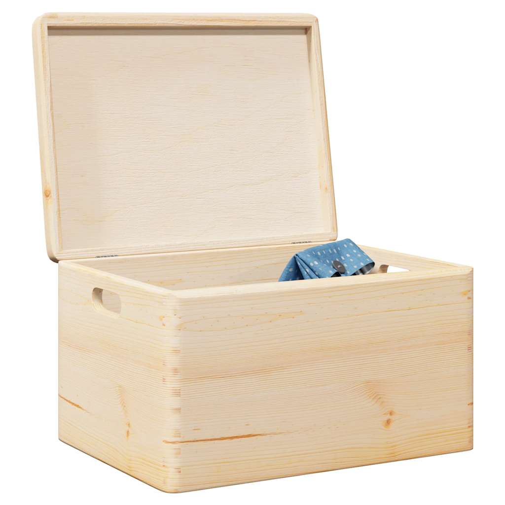 Wooden Box with Lid and Handles 40x30x23 cm Solid Wood Pine - Unbeatable Bargains