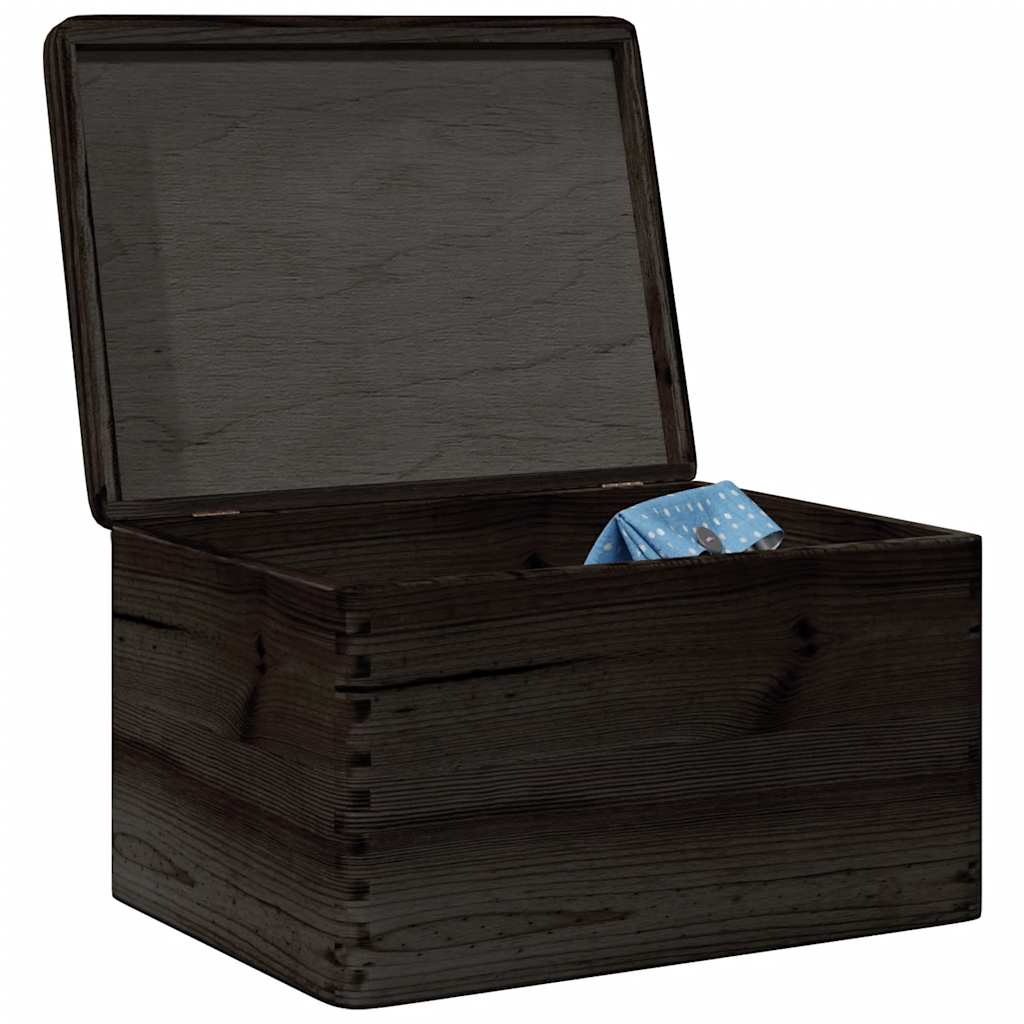 Wooden Box with Lid Black 40x30x23 cm Solid Wood Pine - Brittle & Co