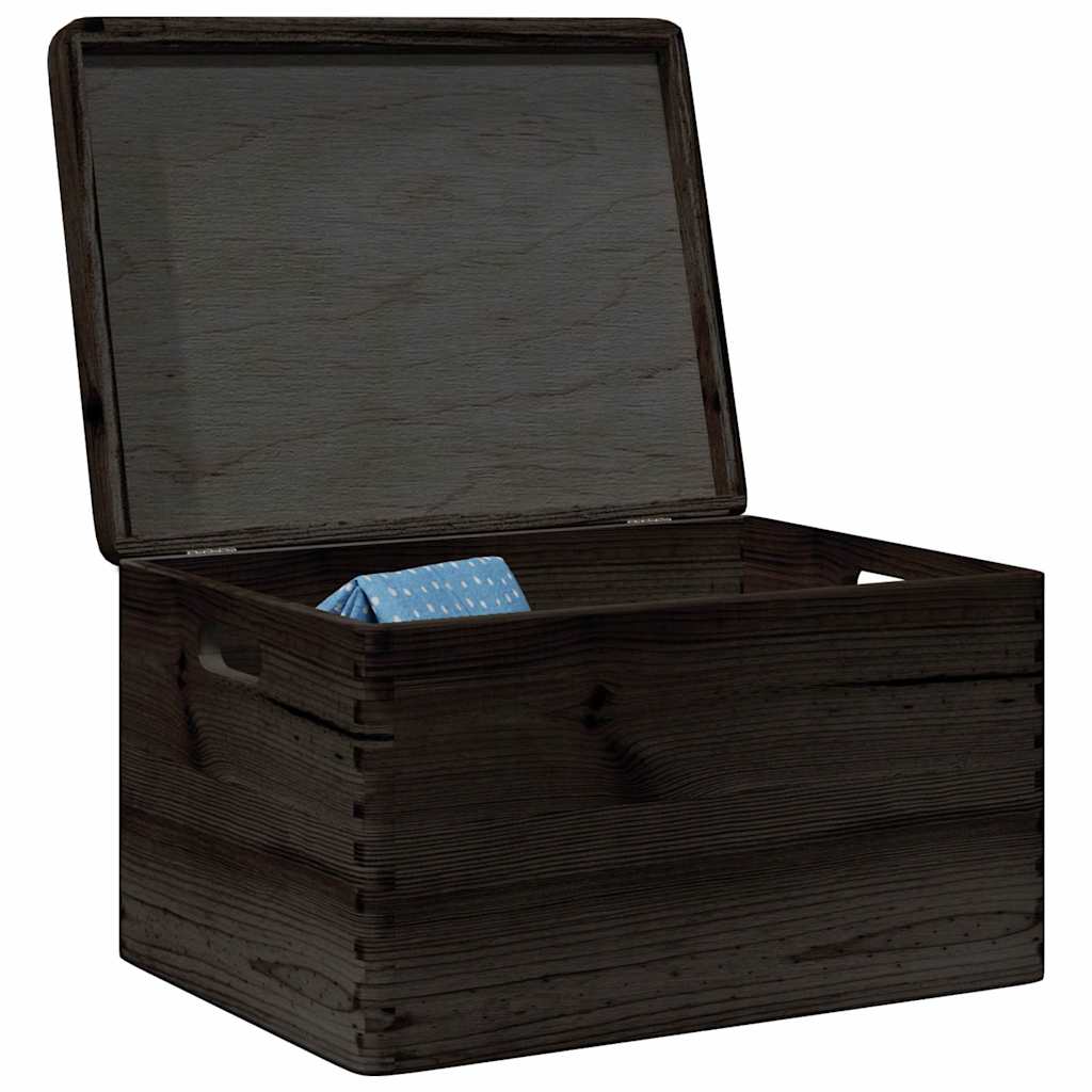 Wooden Box with Lid and Handles Black 40x30x23cm Solid Wood Pine - Style and Chic