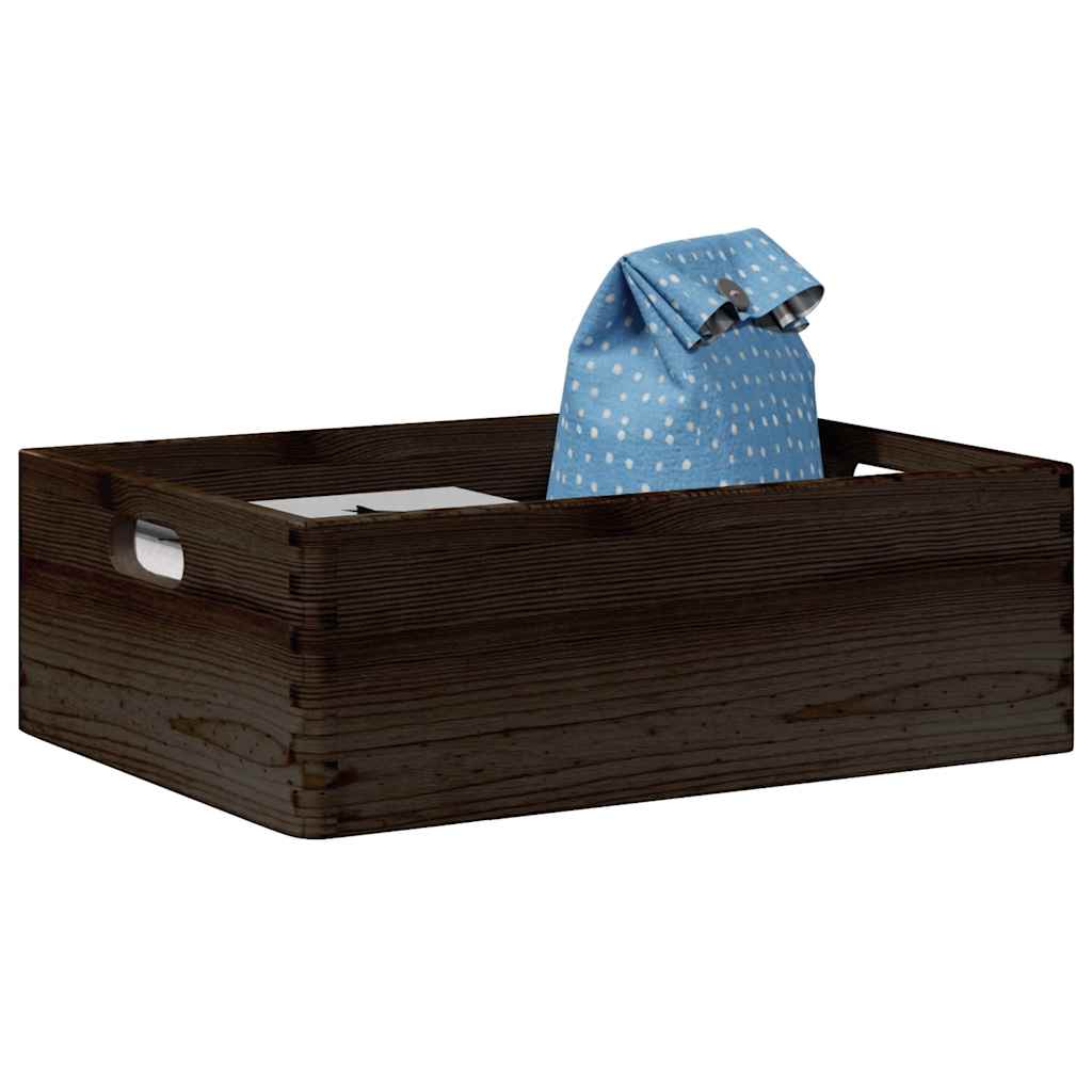 Wooden Box with Handles Black 40x30x13 cm Solid Wood Pine - R and M Furniture