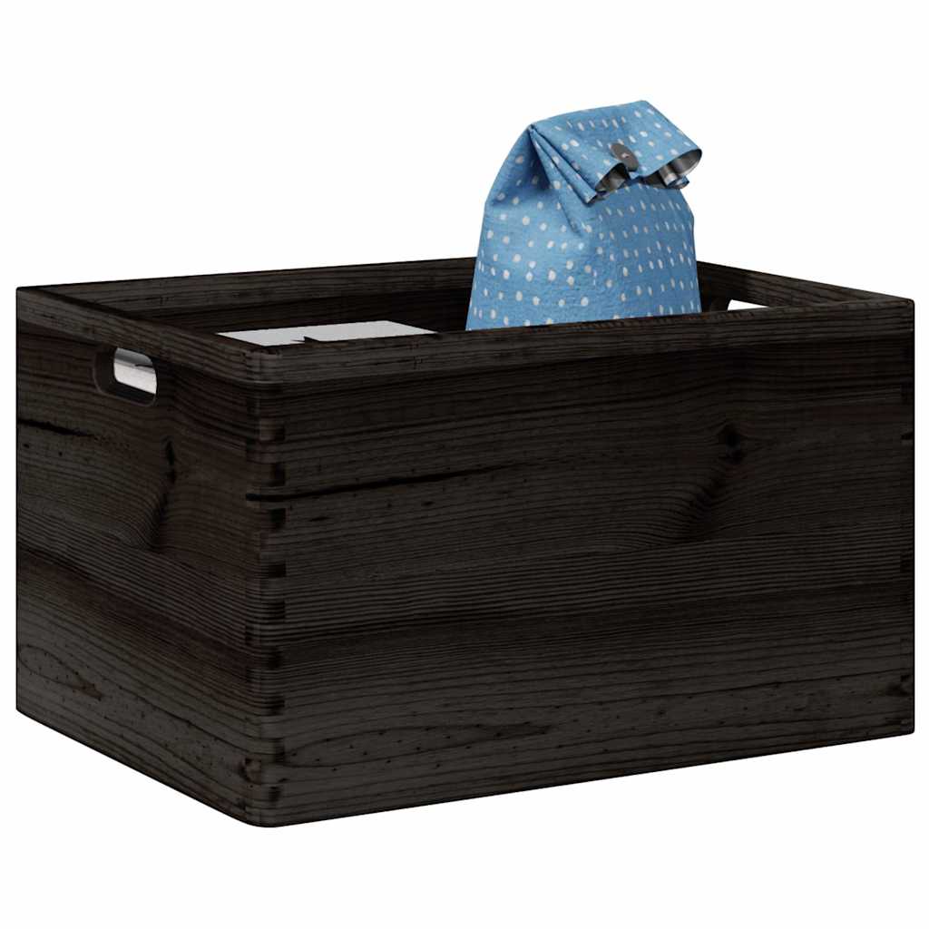 Wooden Box with Handles Black 40x30x23 cm Solid Wood Pine - Direct Imports