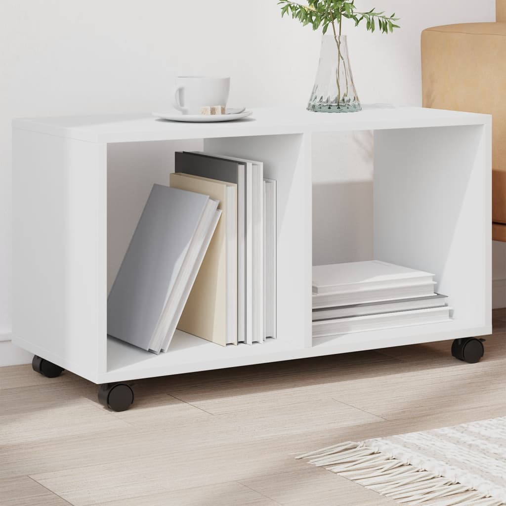 Rolling Cabinet White 72x33x42.5 cm Engineered Wood - Design Hut