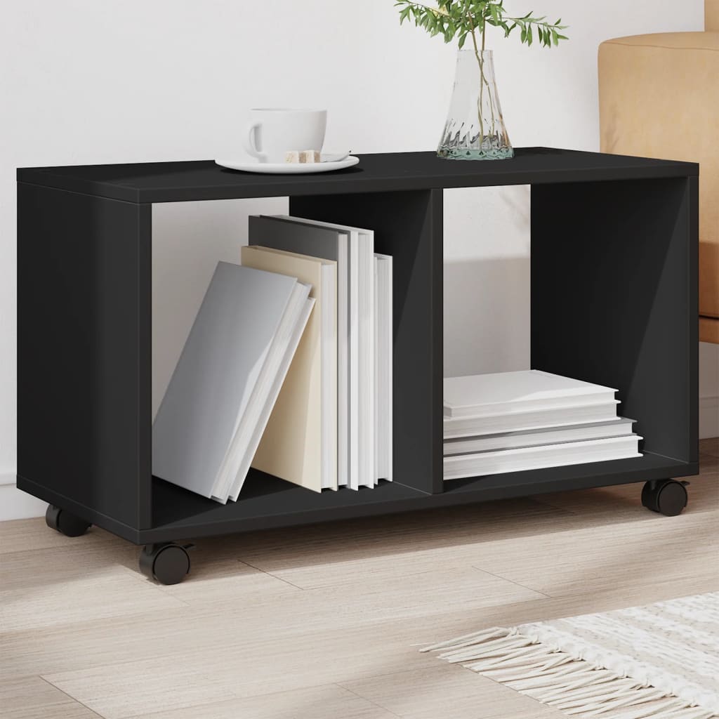 Rolling Cabinet Black 72x33x42.5 cm Engineered Wood - Design Hut